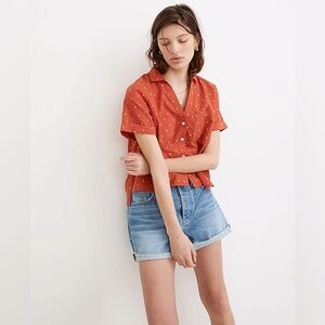 Madewell V-Neck Pocket Shirt in Floral Jacquard XXS